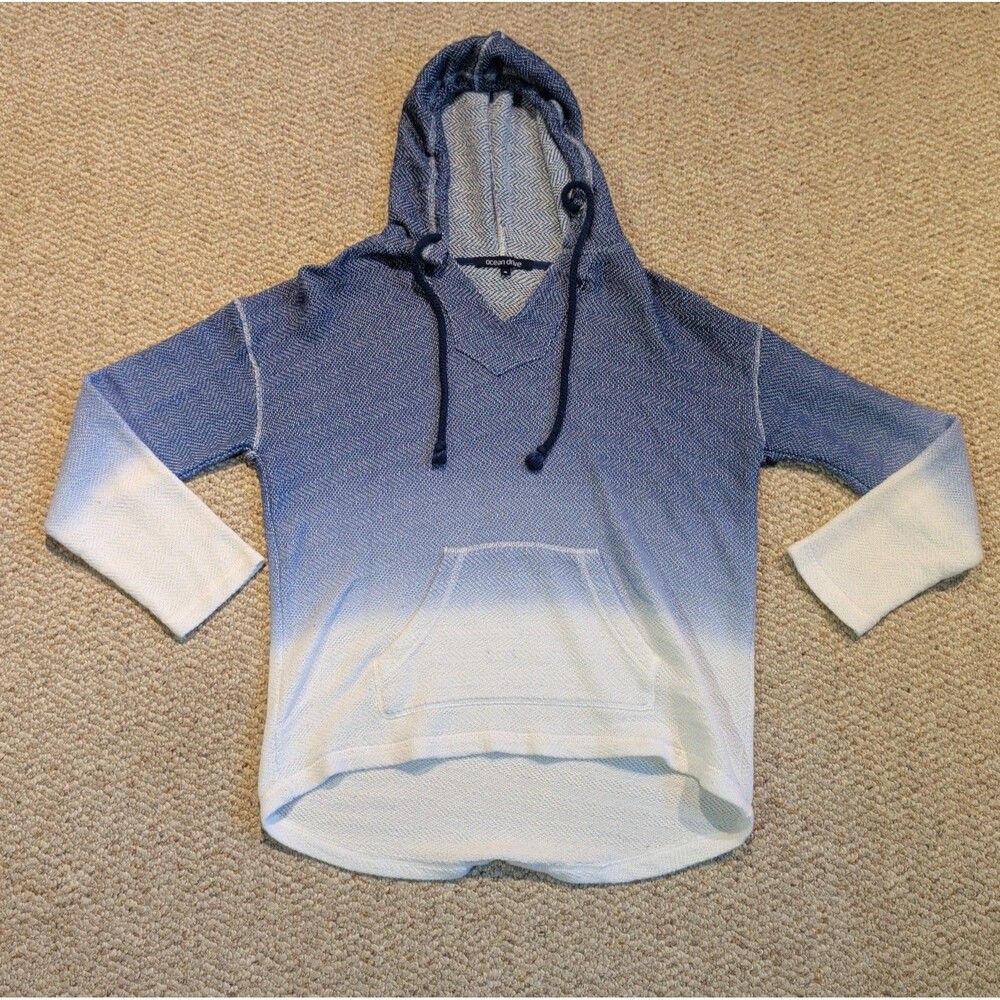 Ocean Drive Sweatshirt Hoodie Womens Small Blue White Beach Surf Coastal